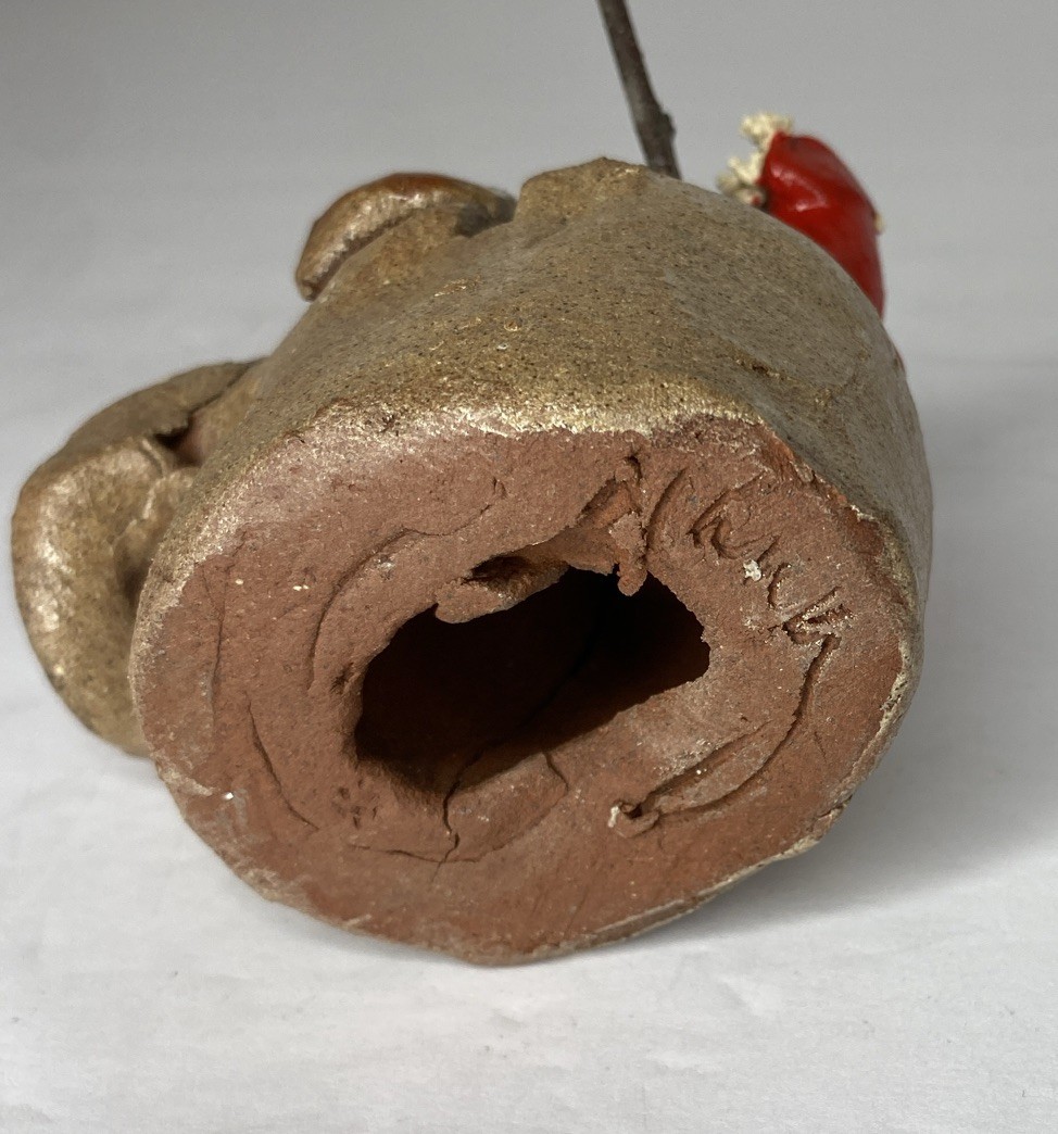 Vintage MCM Hicks Pottery Humorous Christmas Reindeer Dog Signed 3 Inches