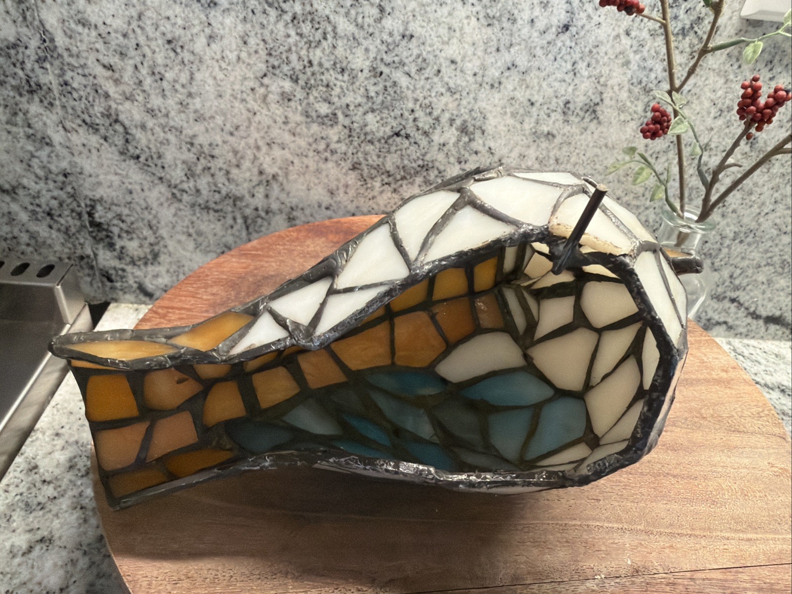Tiffany Style Stained Glass PELICAN Sea Bird Beach Accent