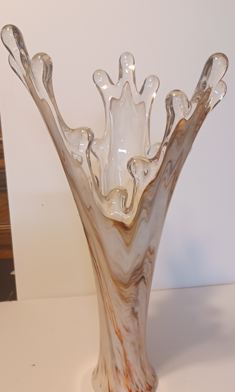 vintage mid century modern Kirch Hand Blown Swung Vase. Known For Its Tall Free