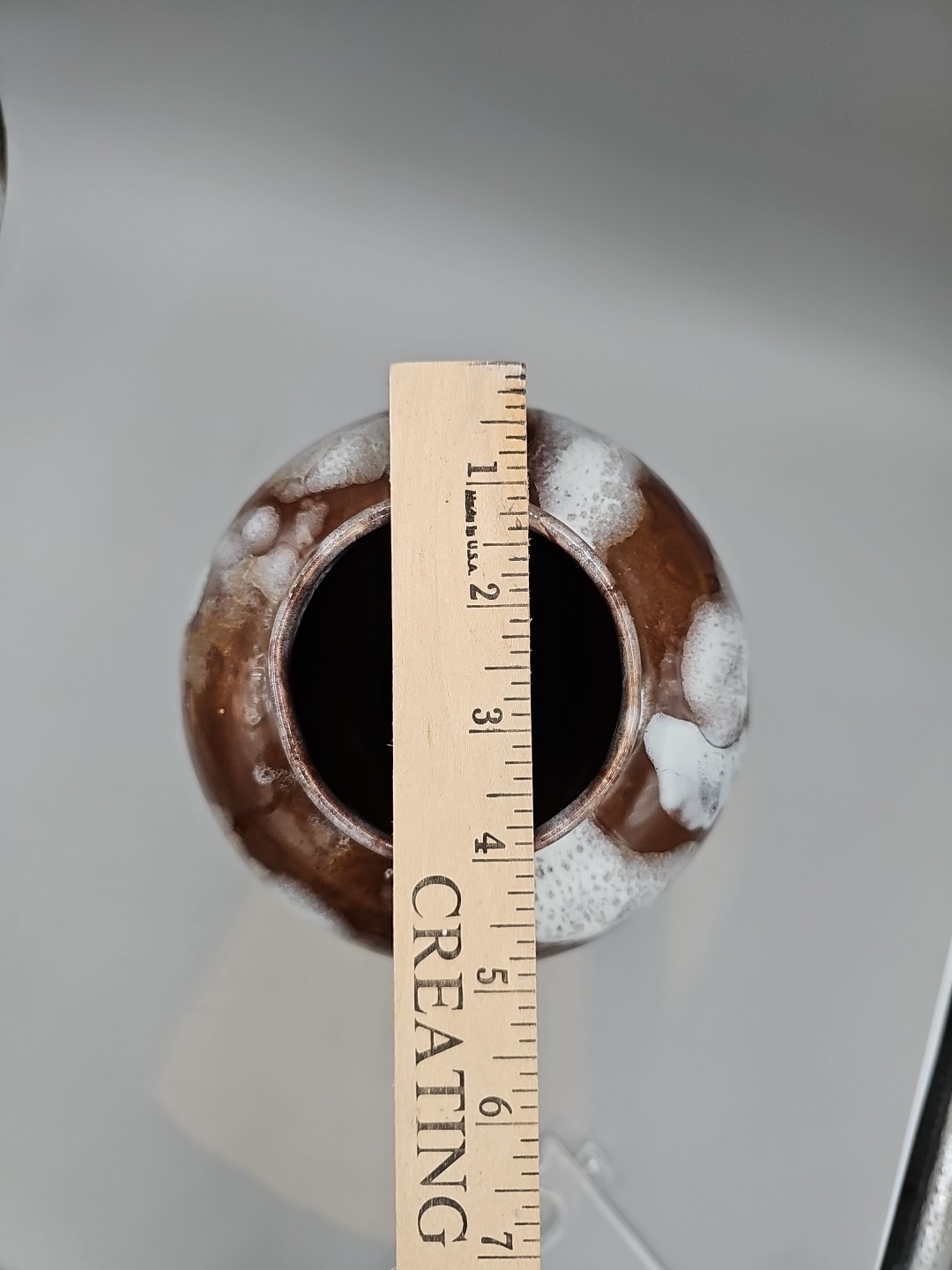 Porcelain Brown And Cream Drip Glaze Vase- Decor- Used