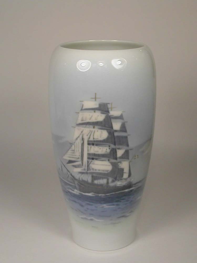 Royal Copenhagen Georg Stage Danish Rigged Clipper Ship Vase 4570 Denmark Signed