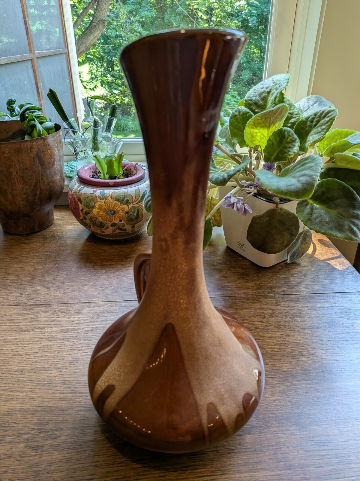 Royal Haeger Brown Lava Drip Glaze Textured Ewer Pitcher 12″ MCM Mid Century