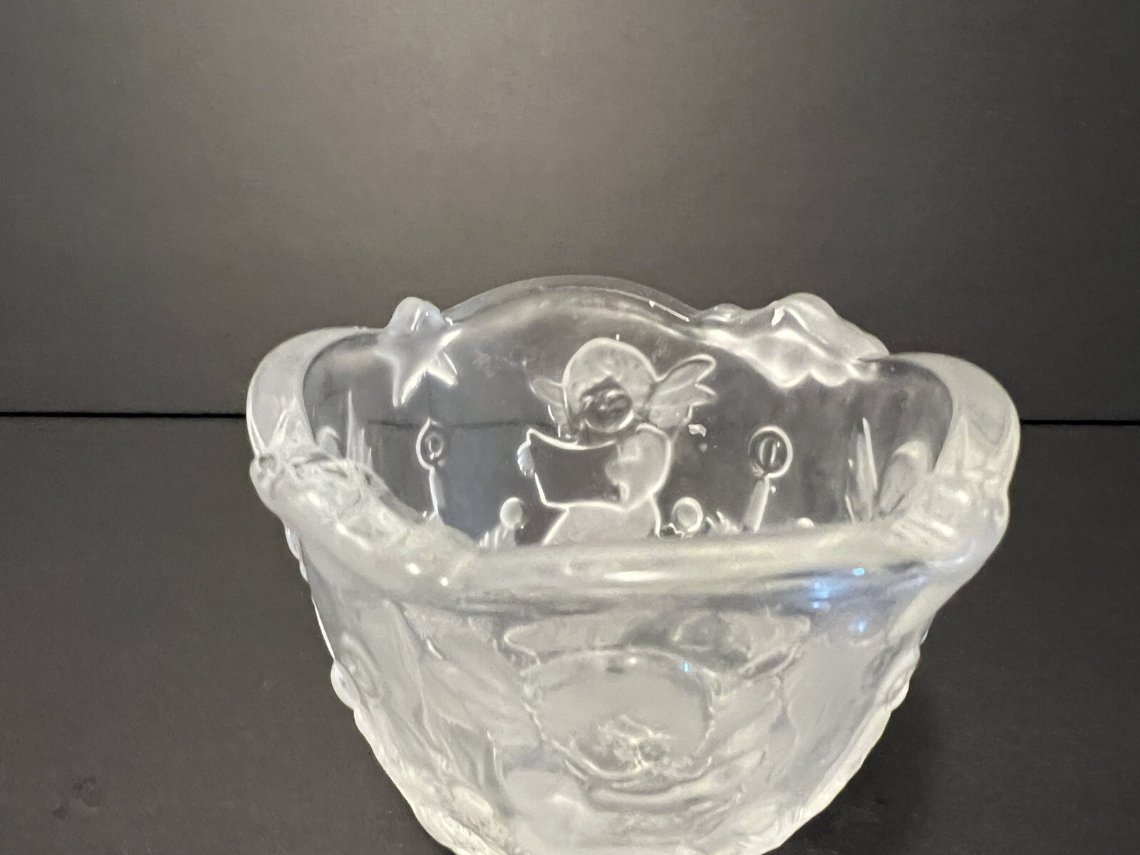 Mikasa Holiday Lights Candleholder 3 1/4″ Angels Frosted & Clear