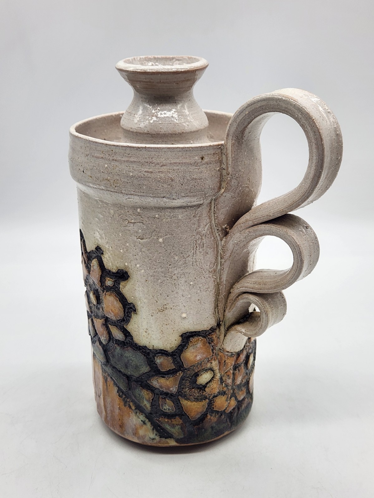 Jana Kozon Studio Art Pottery Stoneware Candle Holder Jug Decorative Handle