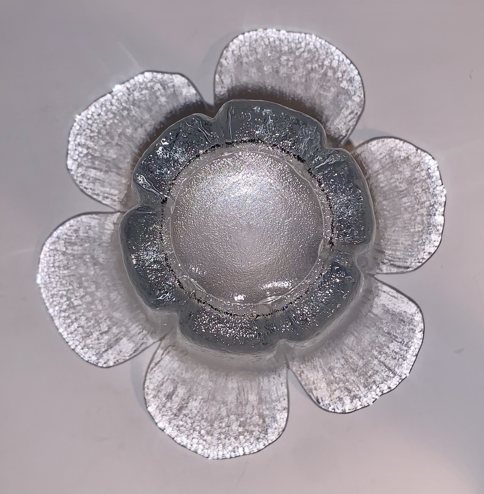 Viking Glass Flower Petal Candle Holder Vase Candy Dish