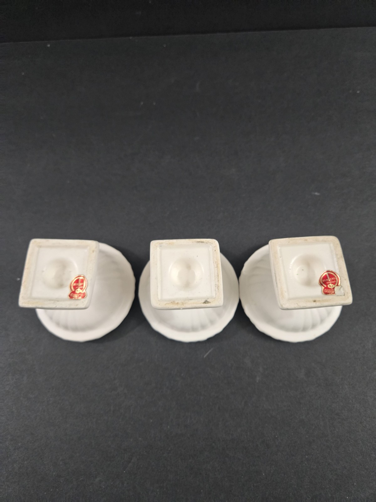 3 Rubens Originals Japan White Urn Planter Tiny Pedestal Pottery 2.5×3″ Vintage