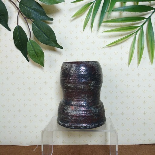 Studio Pottery Raku Vase Iridescent Multicolor Metallic Glaze Art Pottery Signed