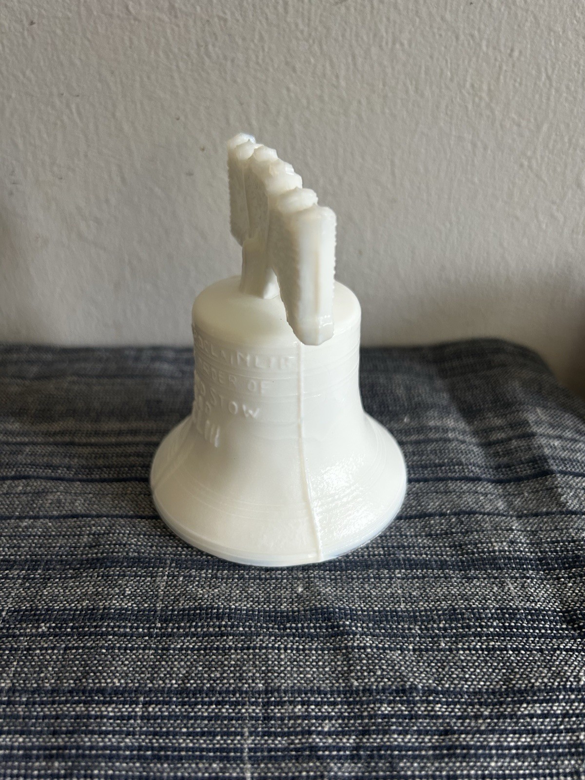 Vintage Milk Glass Liberty Bell Bell Opaque White Glass Patriotic USA 1970s