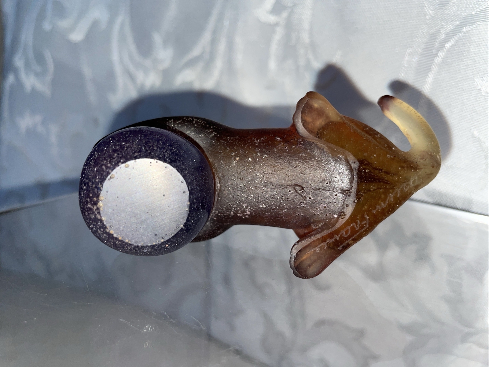 Daum Pate De Verre Puppy With Ball Figurine- Mint Condition