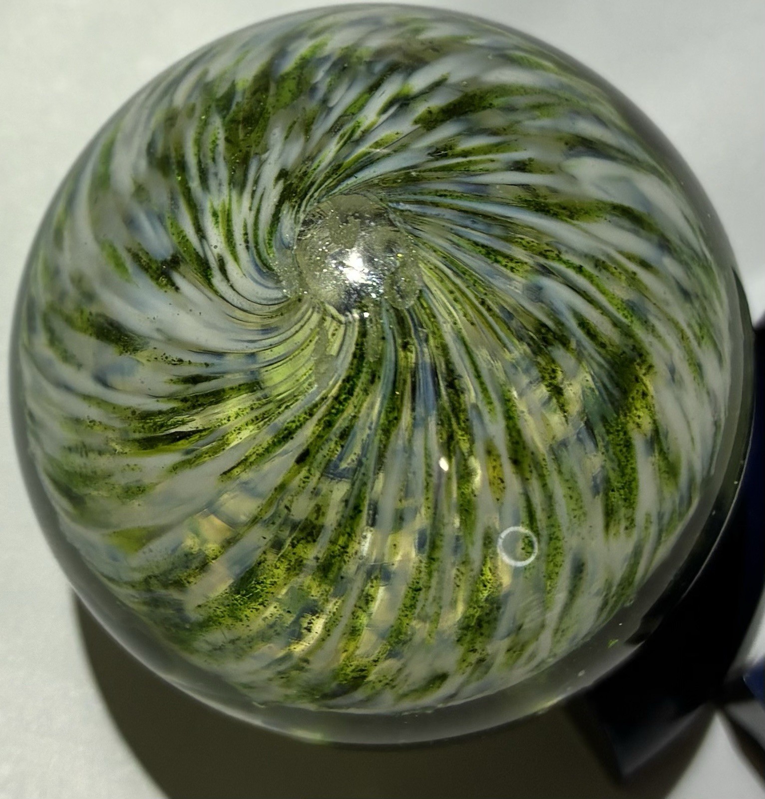 David Salazar Handmade Art Glass Marble Cloverleaf Shamrock Signed Custom 1.5in