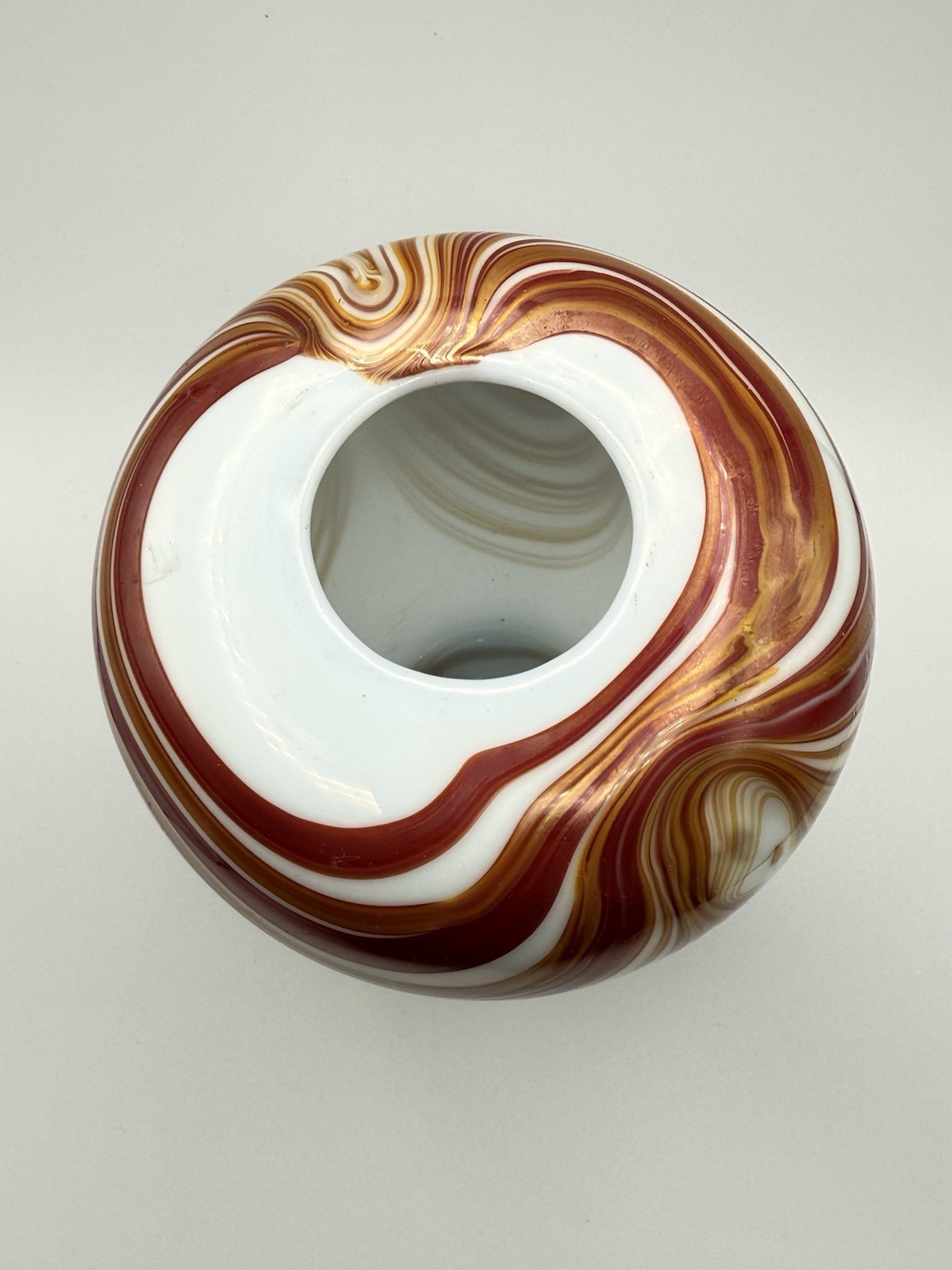 Vintage 1978 Studio Art Glass Vase Hand Blown Amber Swirl Signed Artist