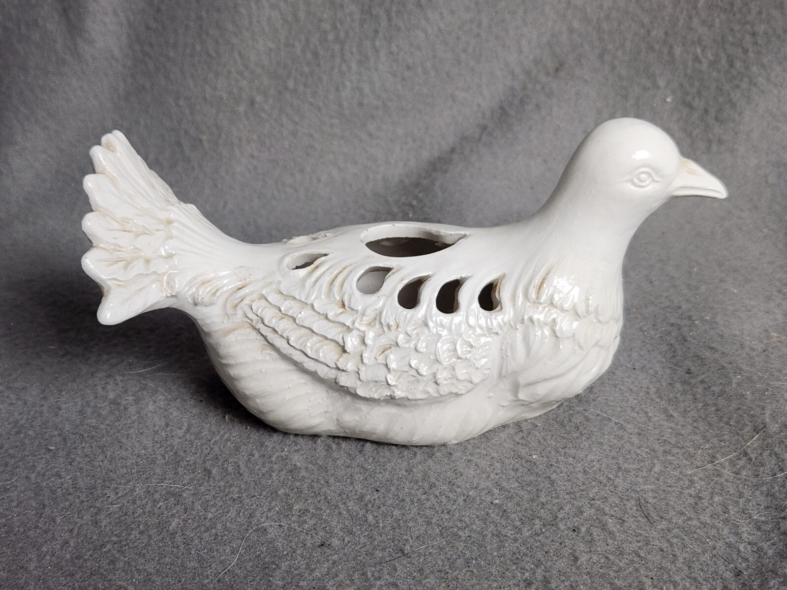 White Italian Turtle Dove Creamy Glazed Ceramic Art Vtg Figurine