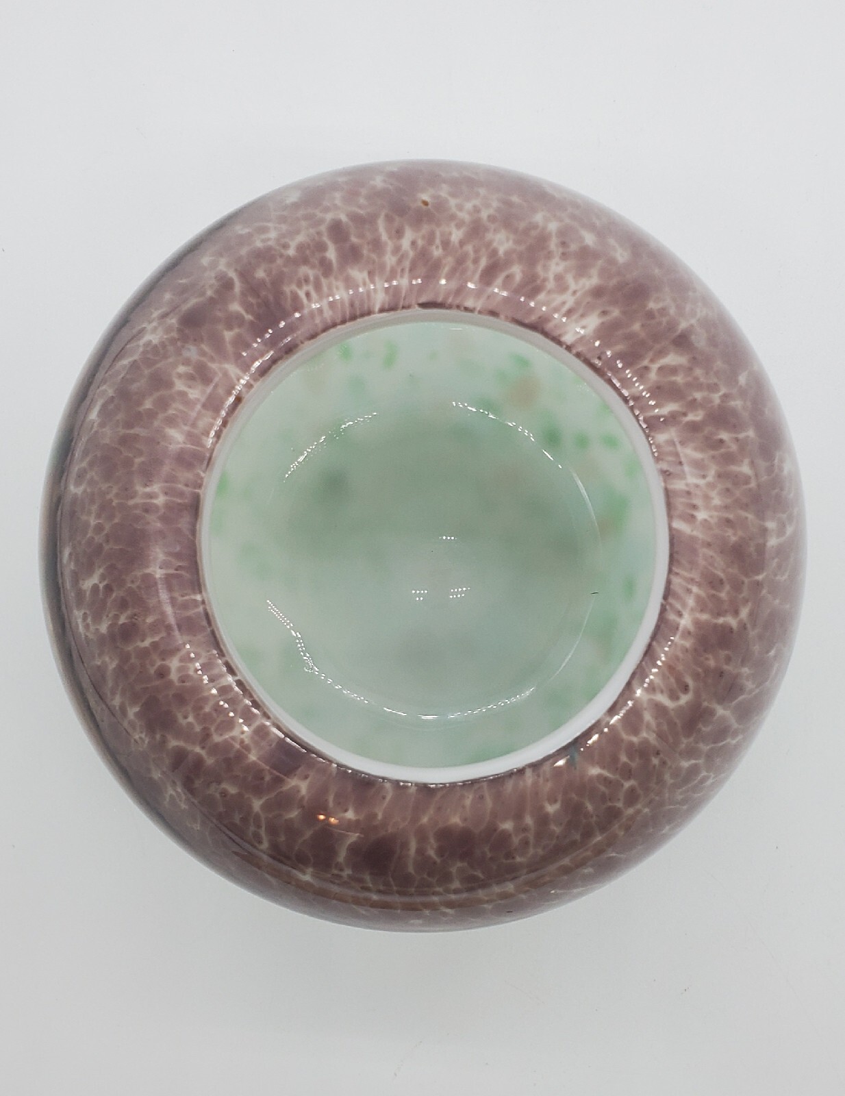 Art Glass Cased Round Bowl Vase Multicolored 4.5 Inches