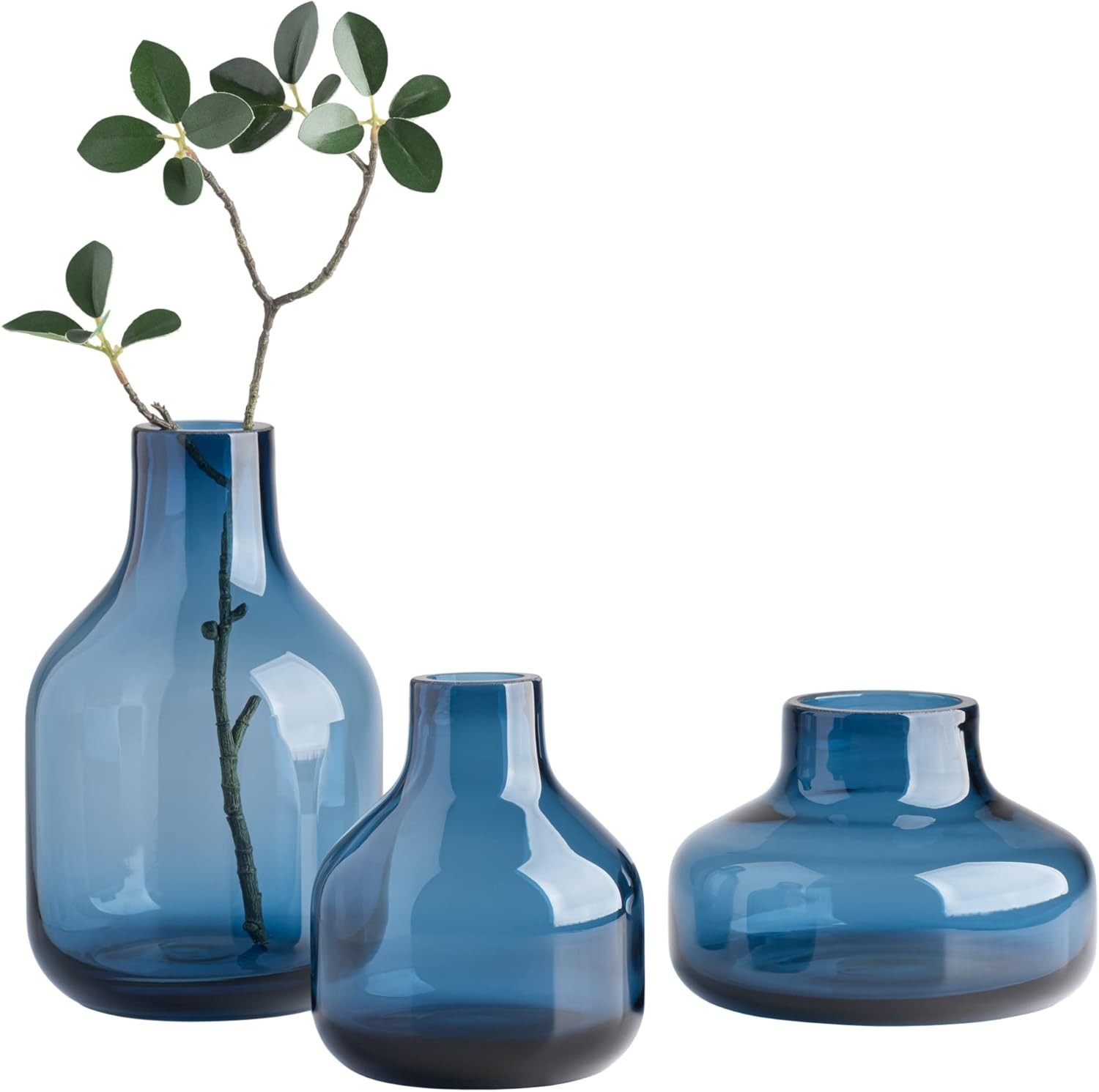 Versatile 5″ Tall Blue Glass Vase – Ideal for Blooms & Elegant Centerpieces
