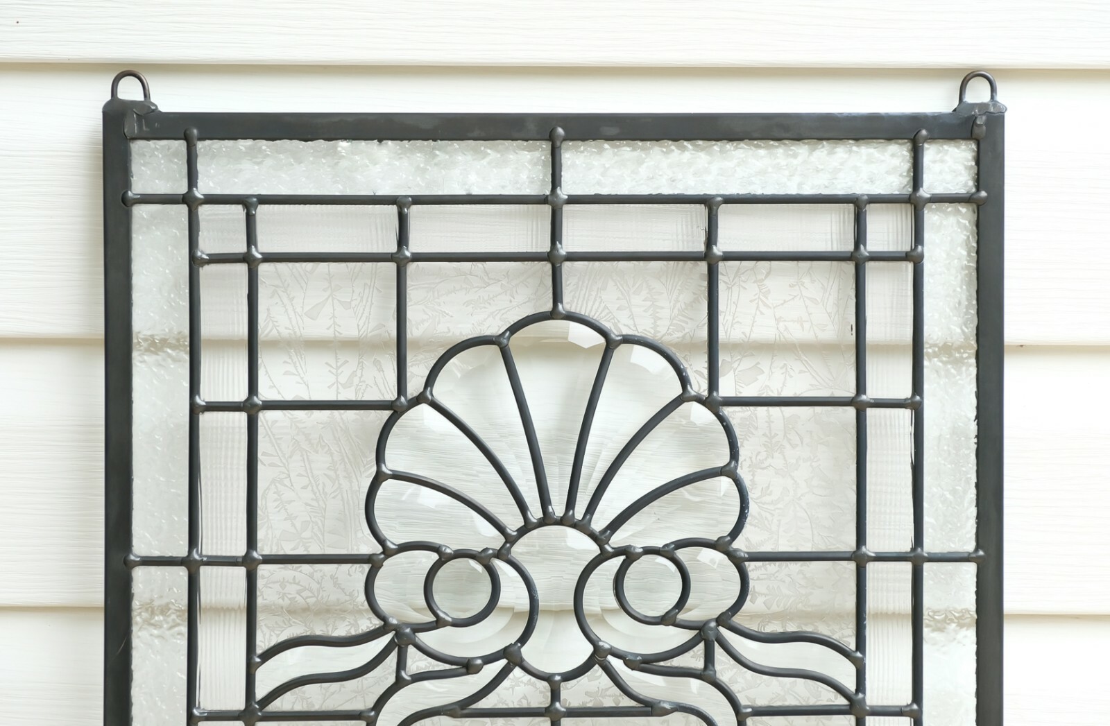 Handcrafted stained glass Clear Beveled window panel,16″ x 16″