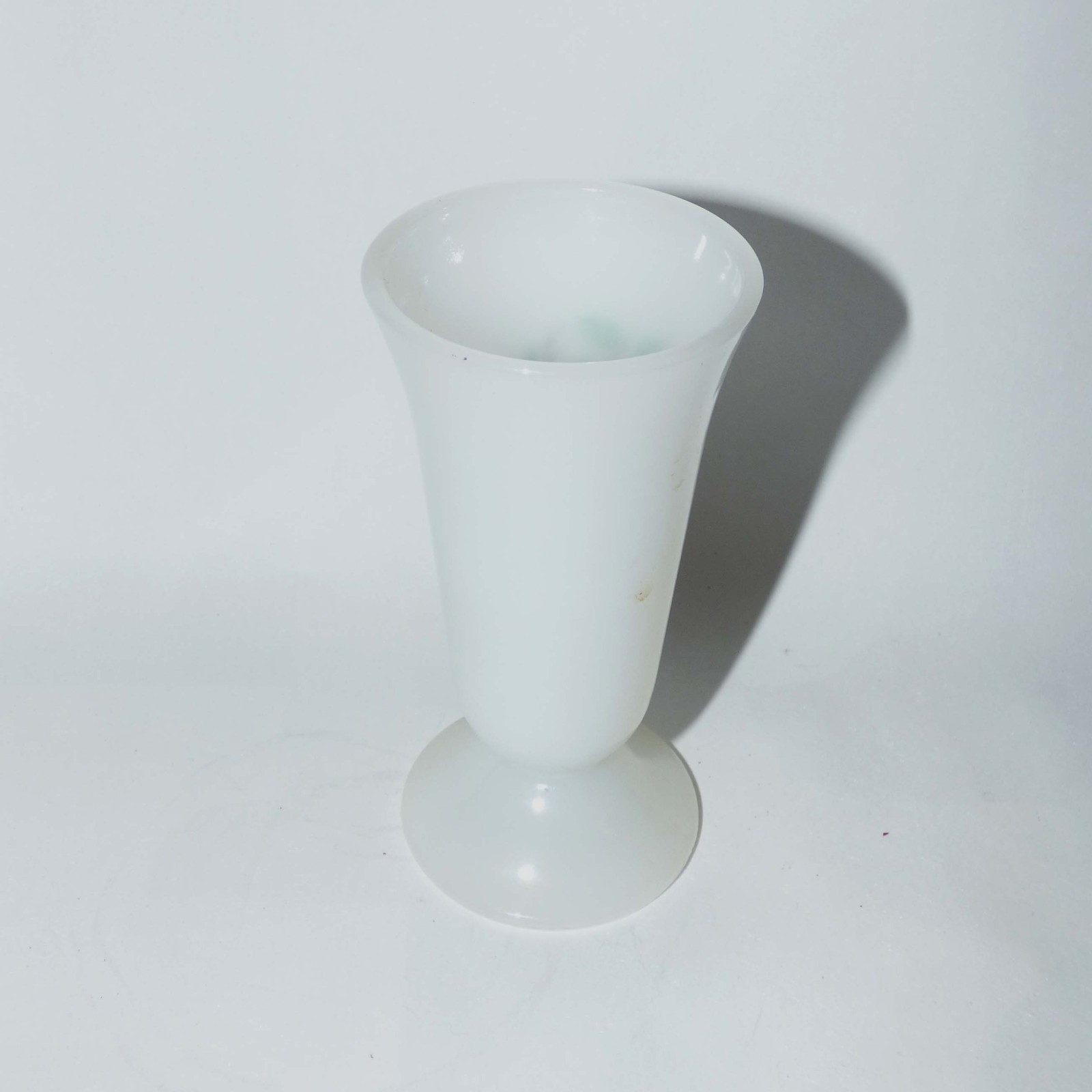 Vintage Milk Glass Opaline Vase Hand-Painted Bird 13cm