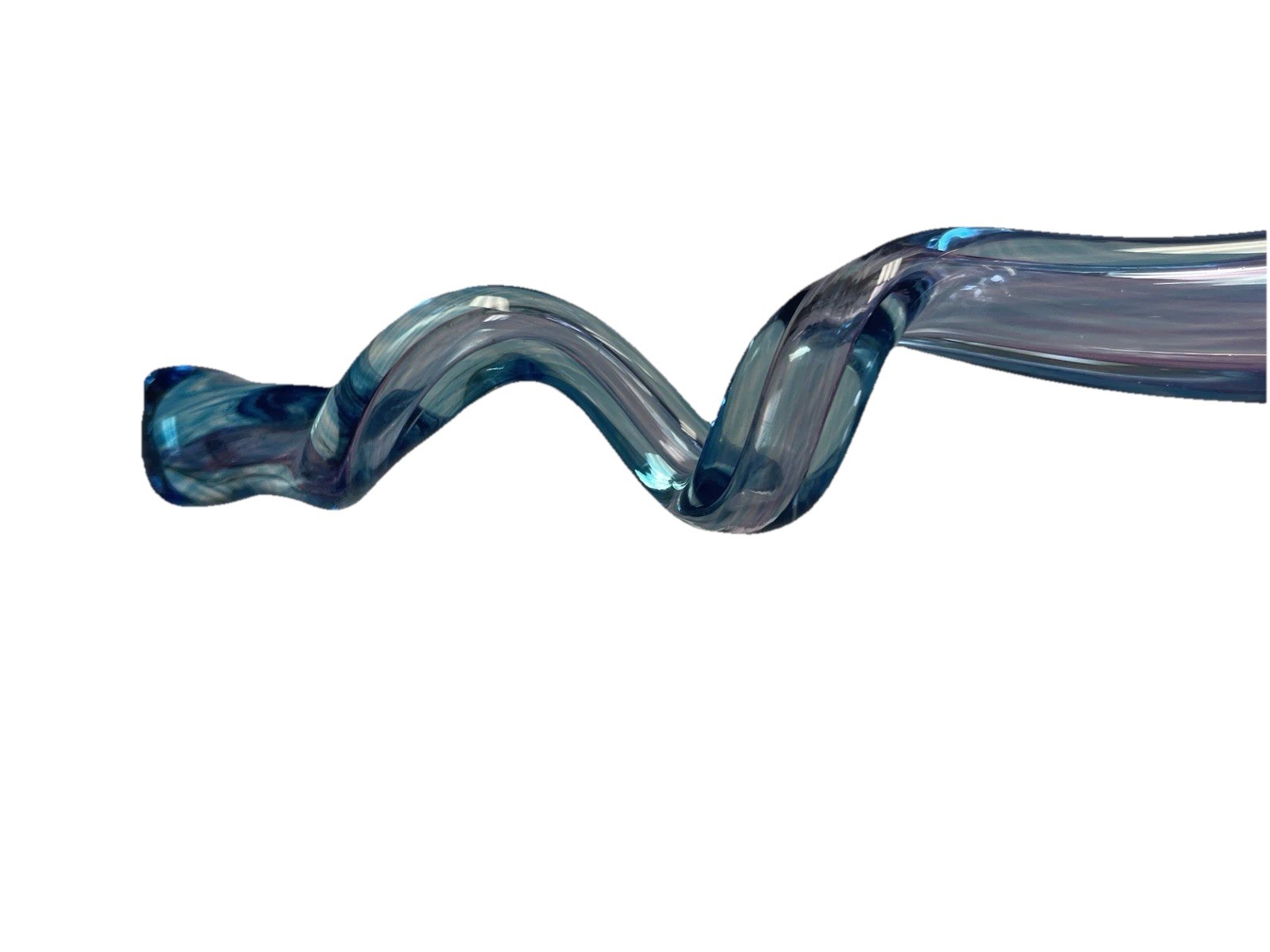 Beautiful Hand Blown Flower Art Glass-2 Tone Blue&Purple Color /13”L