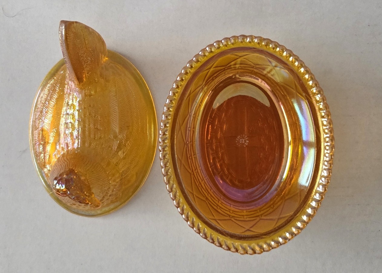 Westmoreland Hen Rooster On Nest Amber Depression Glass 5.5” Excellent Condition