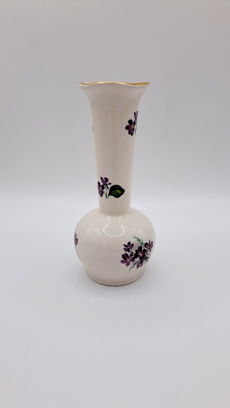 Vintage Bud Vase Violet Floral 5.25″x2.25 Lord Nelson England 3710