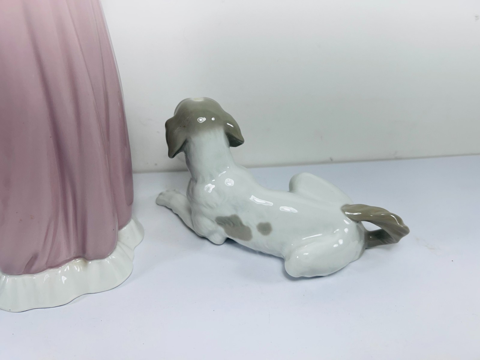 (3) LLADRO / NAO Figures Puppies Playing Hound Dog Girl Rabbit Bunny Spain