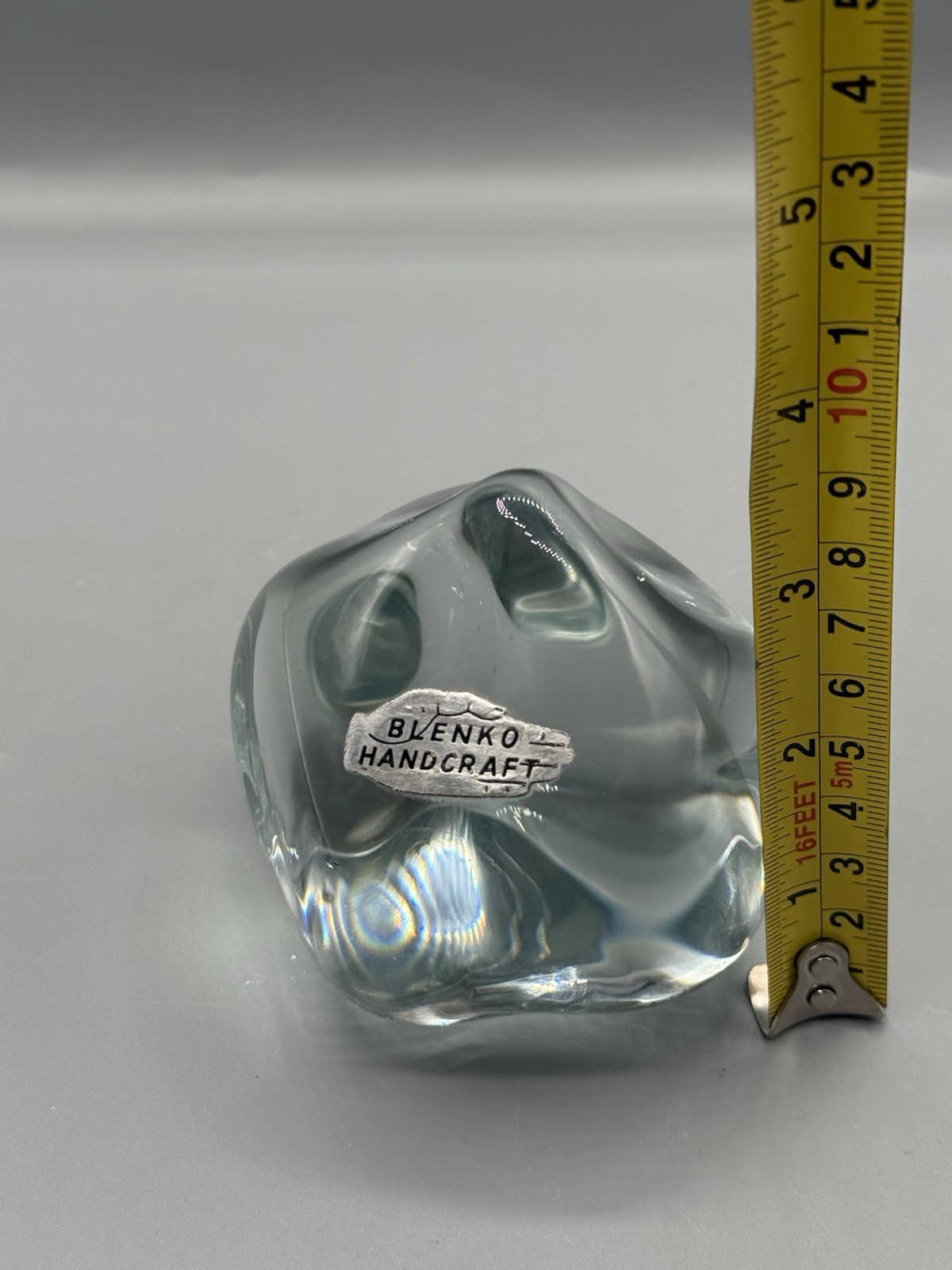 Blenko Glass Crystal 725b Paperweight With Sticker