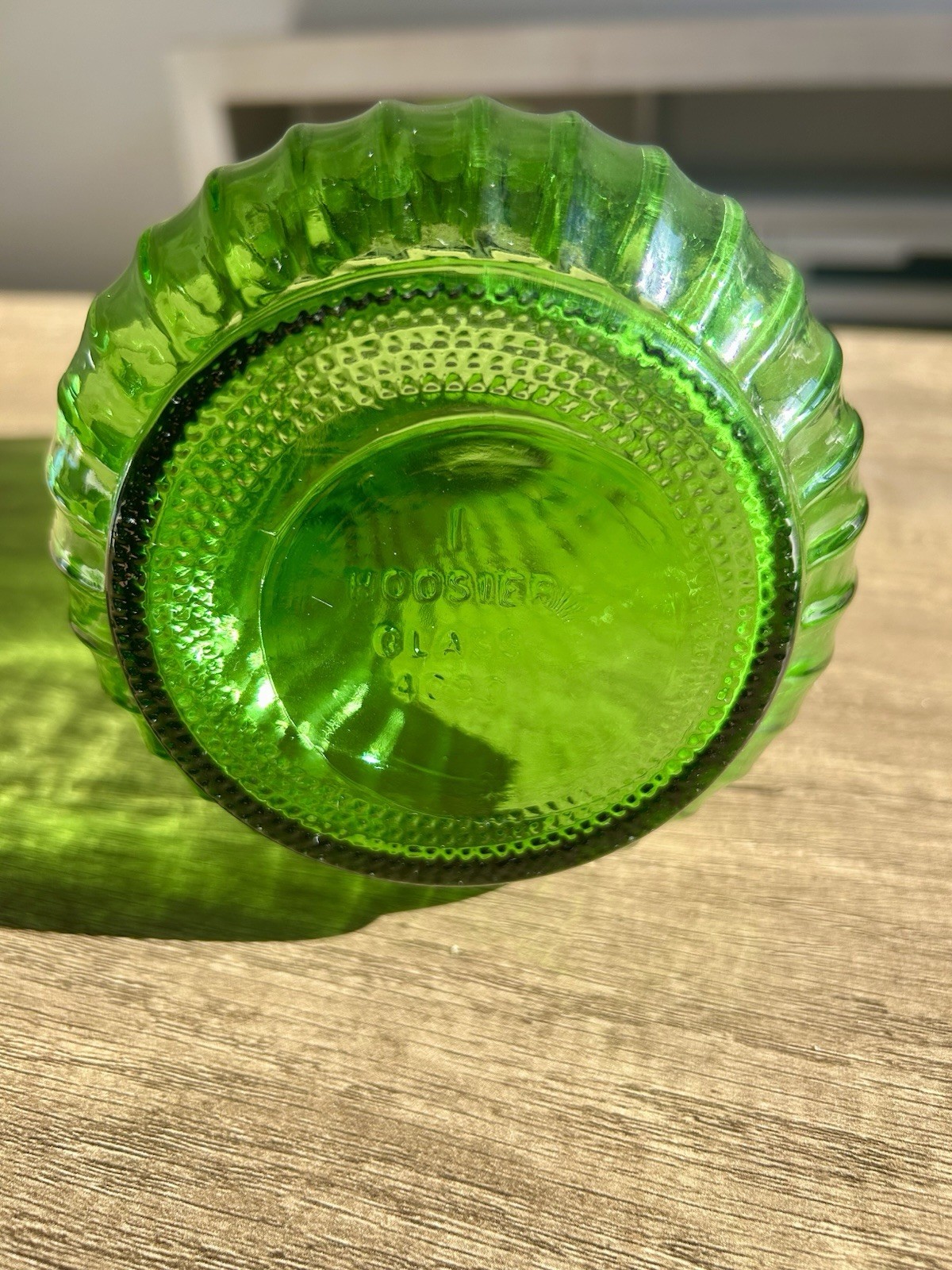 Vintage Hoosier Glass Emerald Green Swirl Ribbed Vase | Mid-Century Art Glass