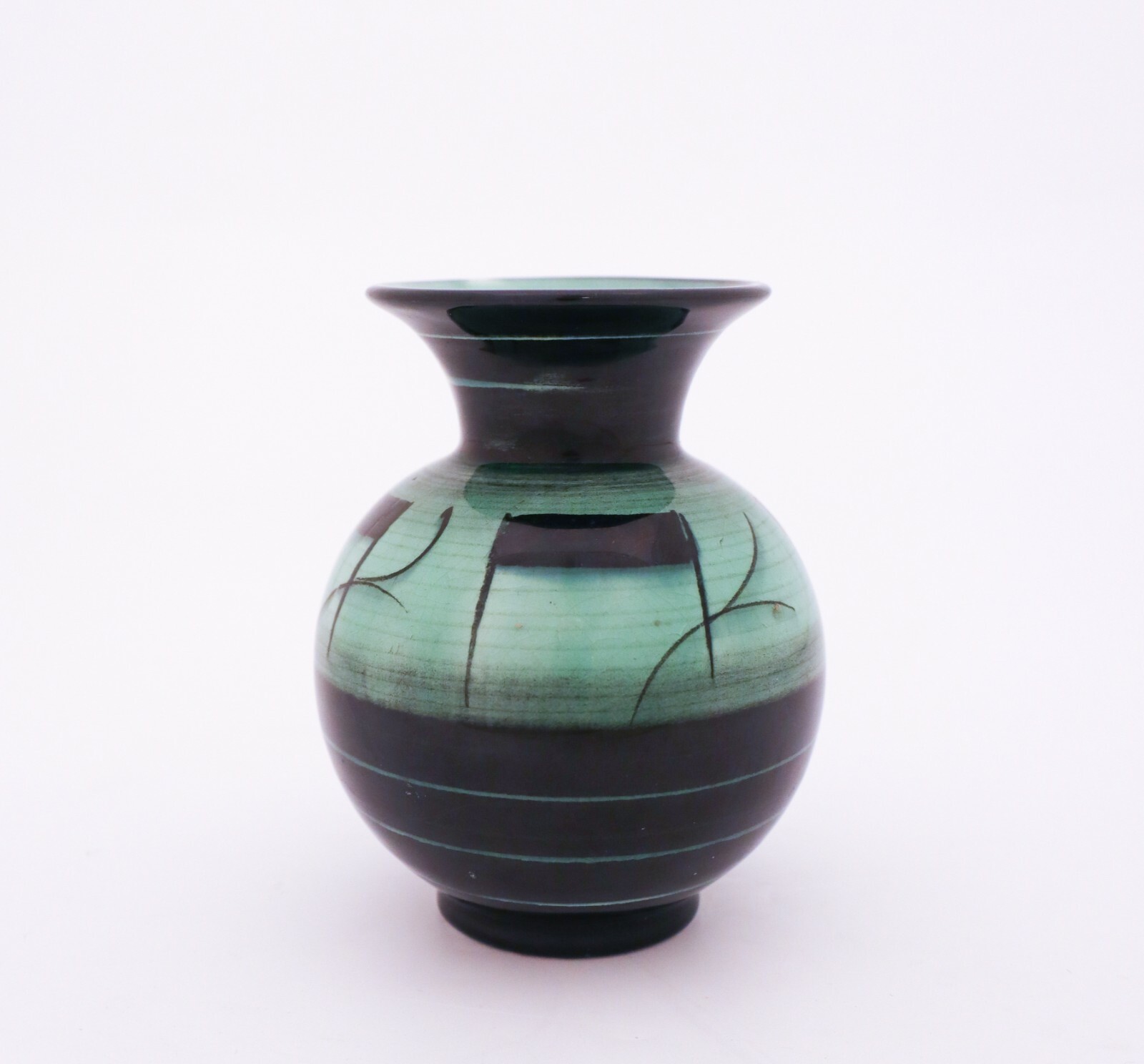 Beautiful Green & Black Porcelain Vase – Ilse Claesson – Art Deco – Rörstrand