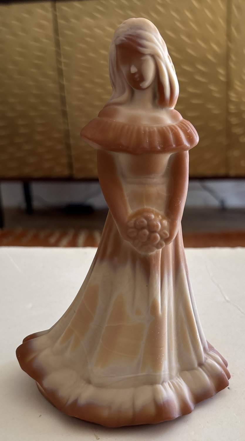 Rare 2005 Exclusive Fenton Glass Bridesmaid Doll Chocolate Centennial 7” w/ Box