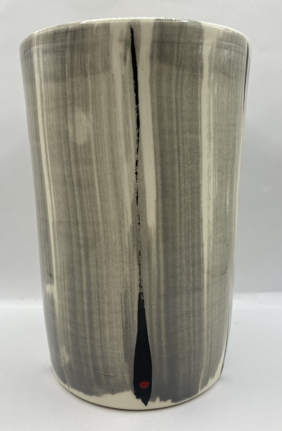 Michael Kifer Studio Post Modern Contemporary Art Pottery Vase Black Grey Red 7”