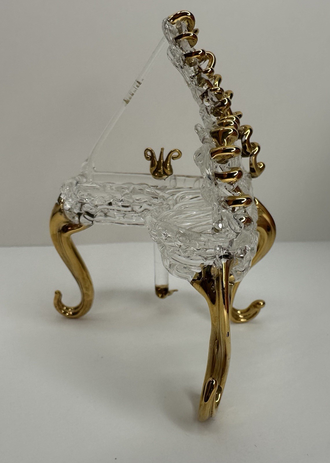 Glass Piano Miniature Mini Clear Gold Art Glass Unique Vintage