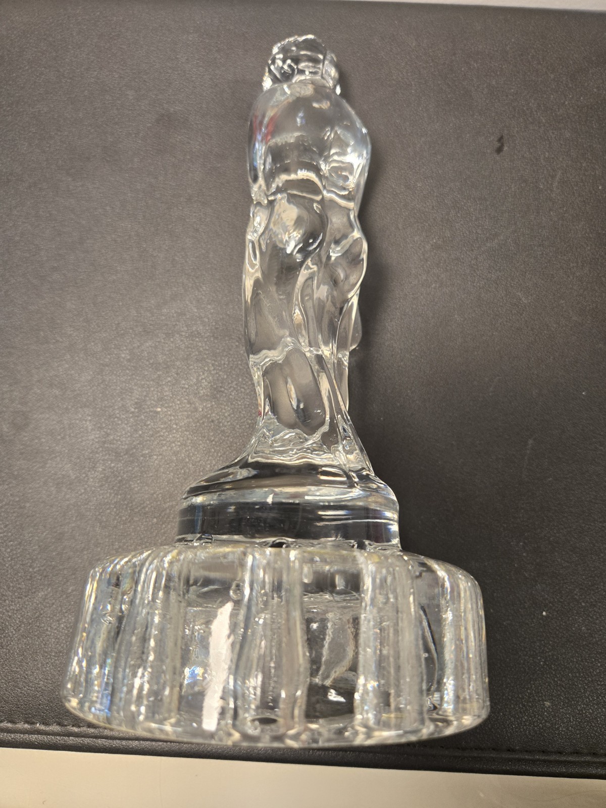 CAMBRIDGE GLASS “DRAPED LADY” FLOWER FROG 10 HOLE 8 1/2″ TALL 4″ FOOTED BASE