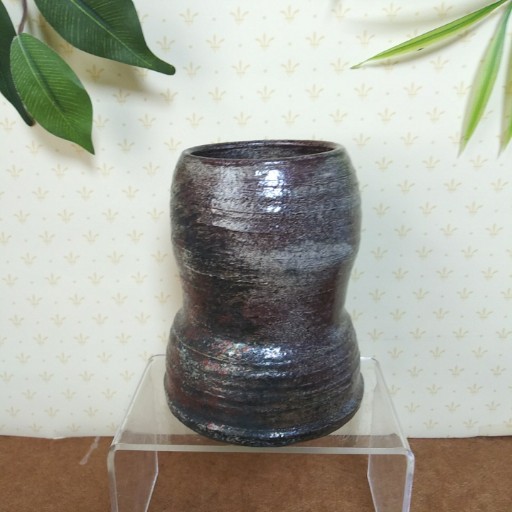 Studio Pottery Raku Vase Iridescent Multicolor Metallic Glaze Art Pottery Signed