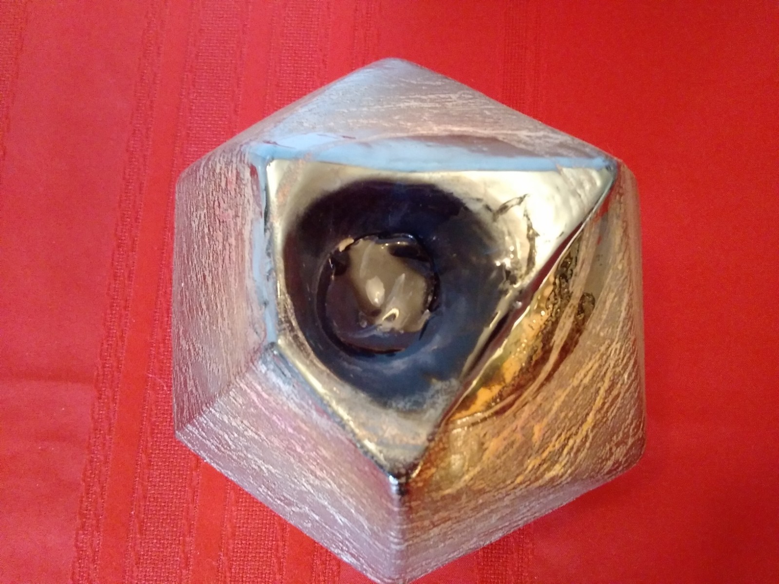Hand Blown Rombus Glass Vase Ruba Rombic Art Deco Metallic Reuben Haley Style