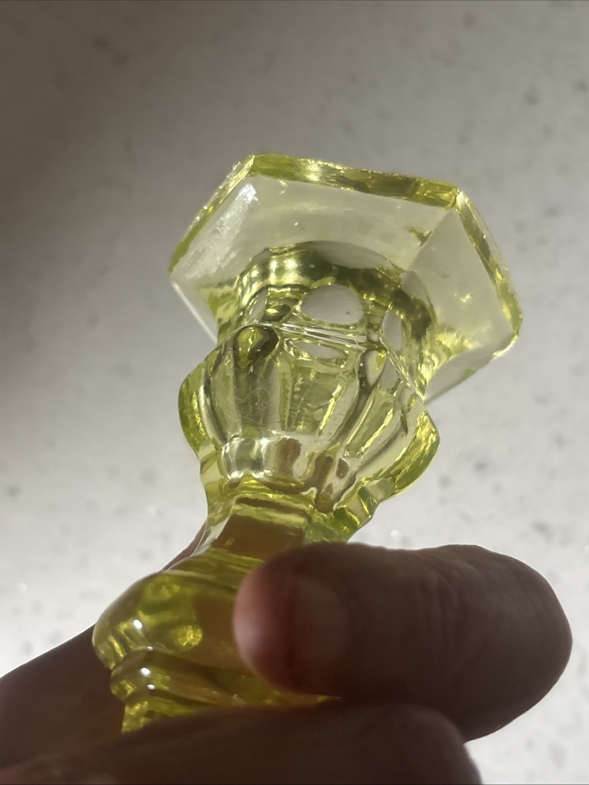 Canary Flint Glass Candlestick Holder Uranium Antique Early American READ