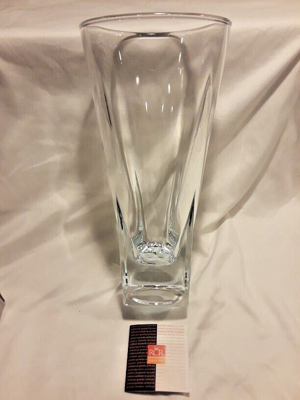 RCR Home & Table Fusion Lead Free Crystal Vase Made in Italy-12″ Tall and Heavy!