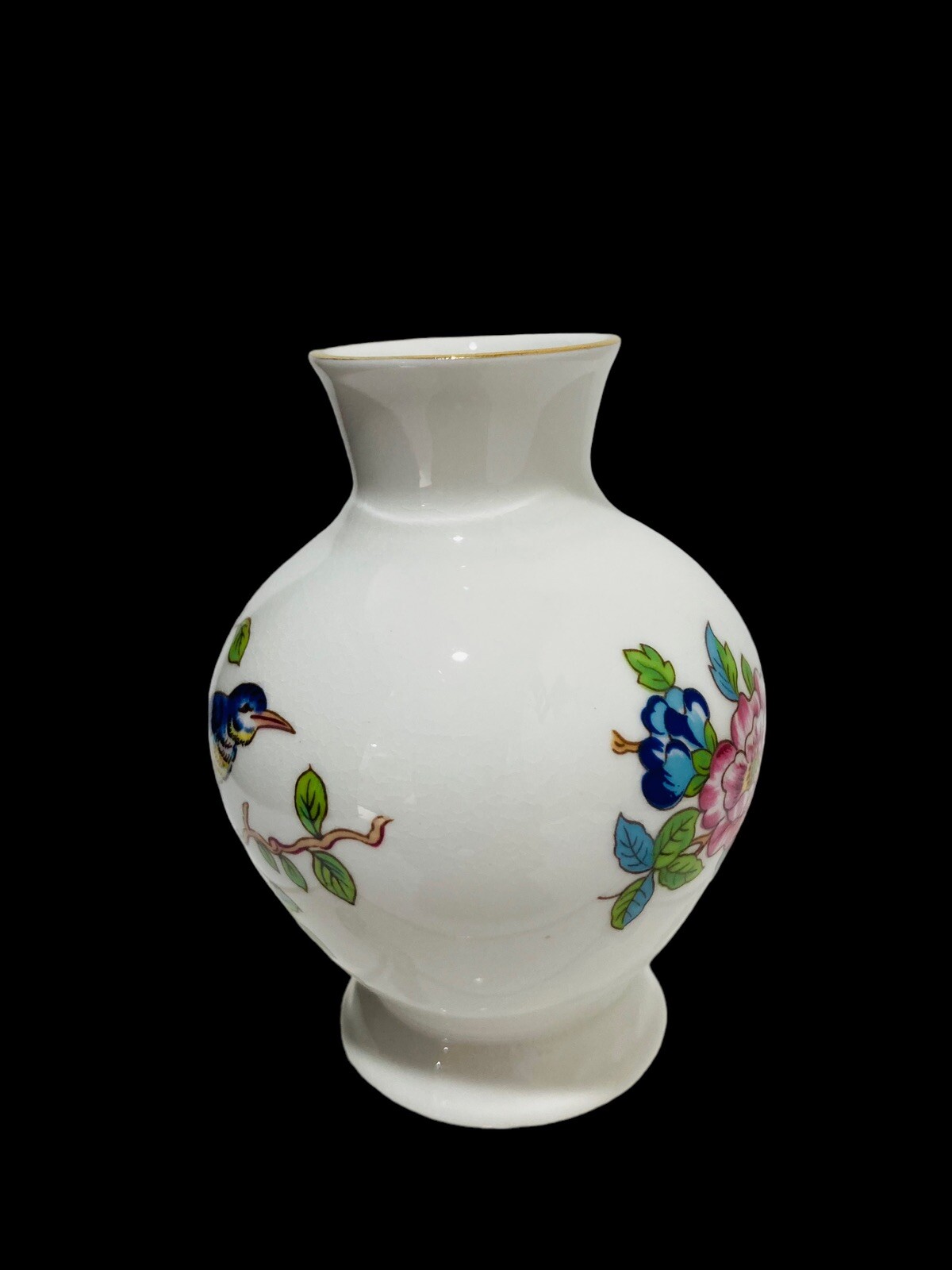 Aynsley Pembroke Mini Bud Vase Fine English Bone China Floral & Birds 3-1/2″