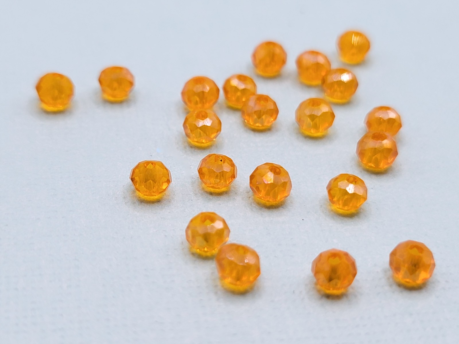 Orange Cadmium Glass Beads Faceted Rondelles 3.5x4mm 20pcs