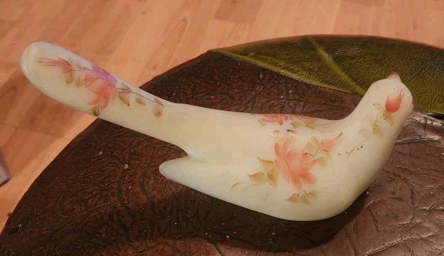 Fenton Custard Glass Bird Hand Painted And Signed