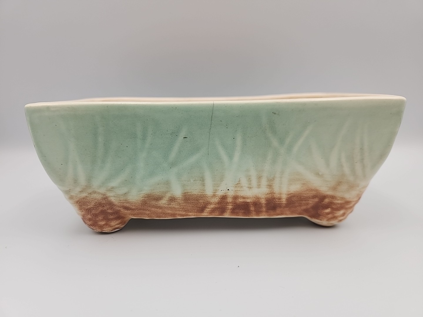 Vintage McCoy Rustic Line Pottery Pine Cone Window Box Planter ~7 3/4” X 4” X 3”