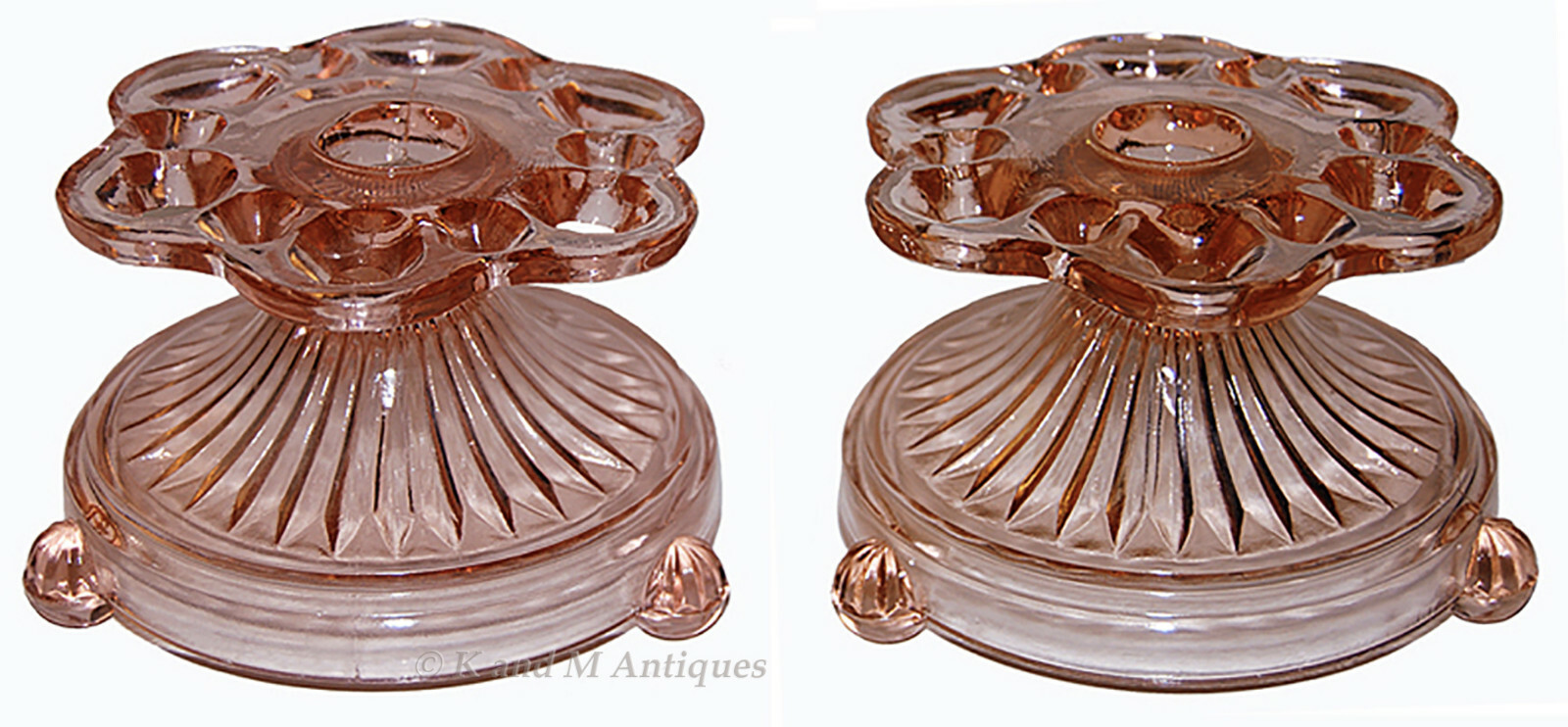 Hocking Lace Edge / Old Colony Pink Very Hard to Find Candlesticks