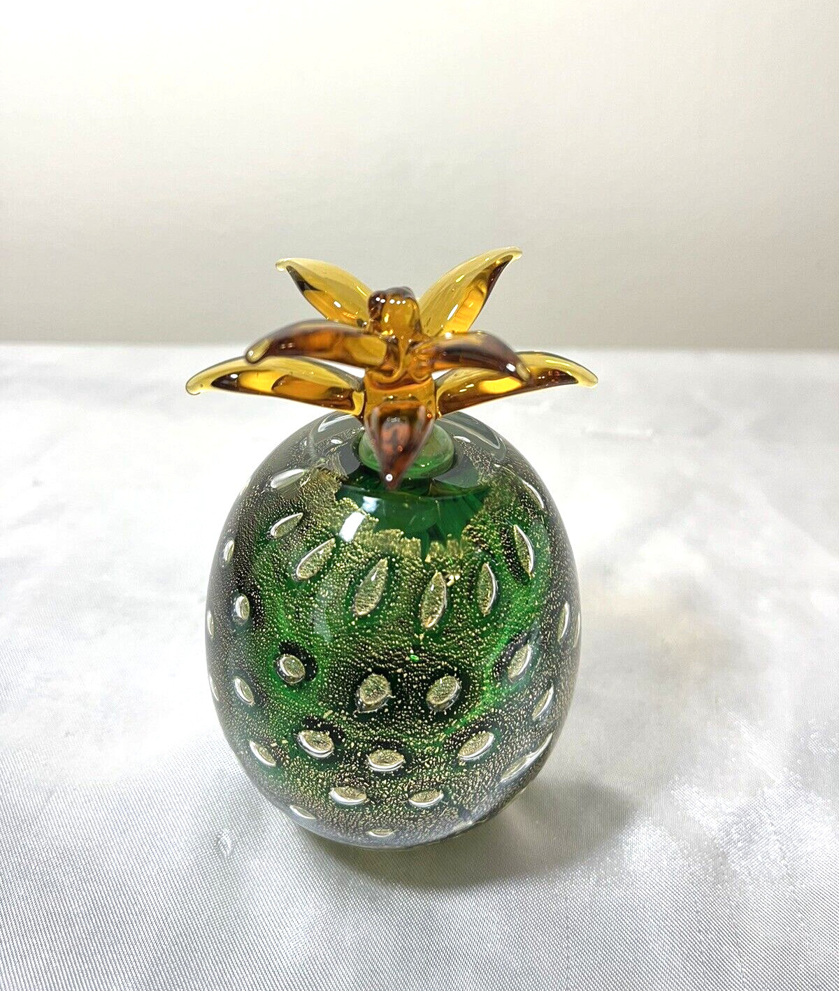 Vintage Cesar Palma Pineapple Art Glass Perfume Bottle W/Stopper Empty