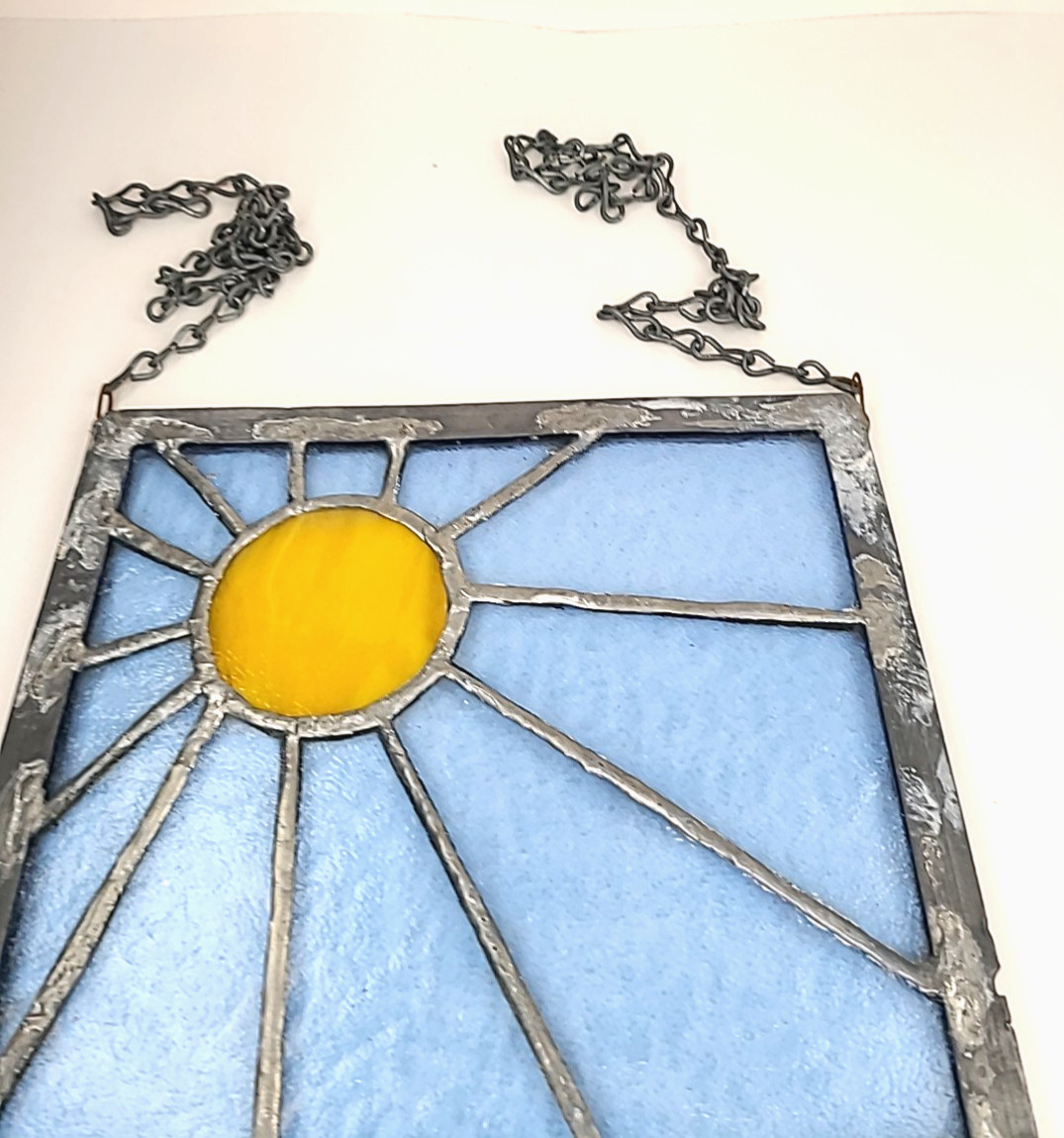Handmade Stained Glass Suncatcher sunrise over water Decorative 11″x9″
