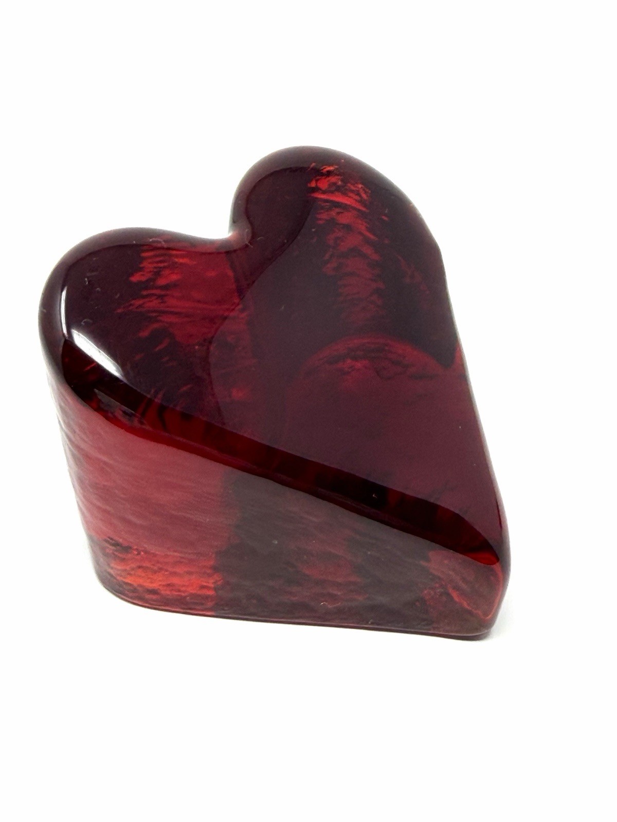 Fire & Light Ruby Red Heart Recycled Glass Paperweight 2.5” (5)