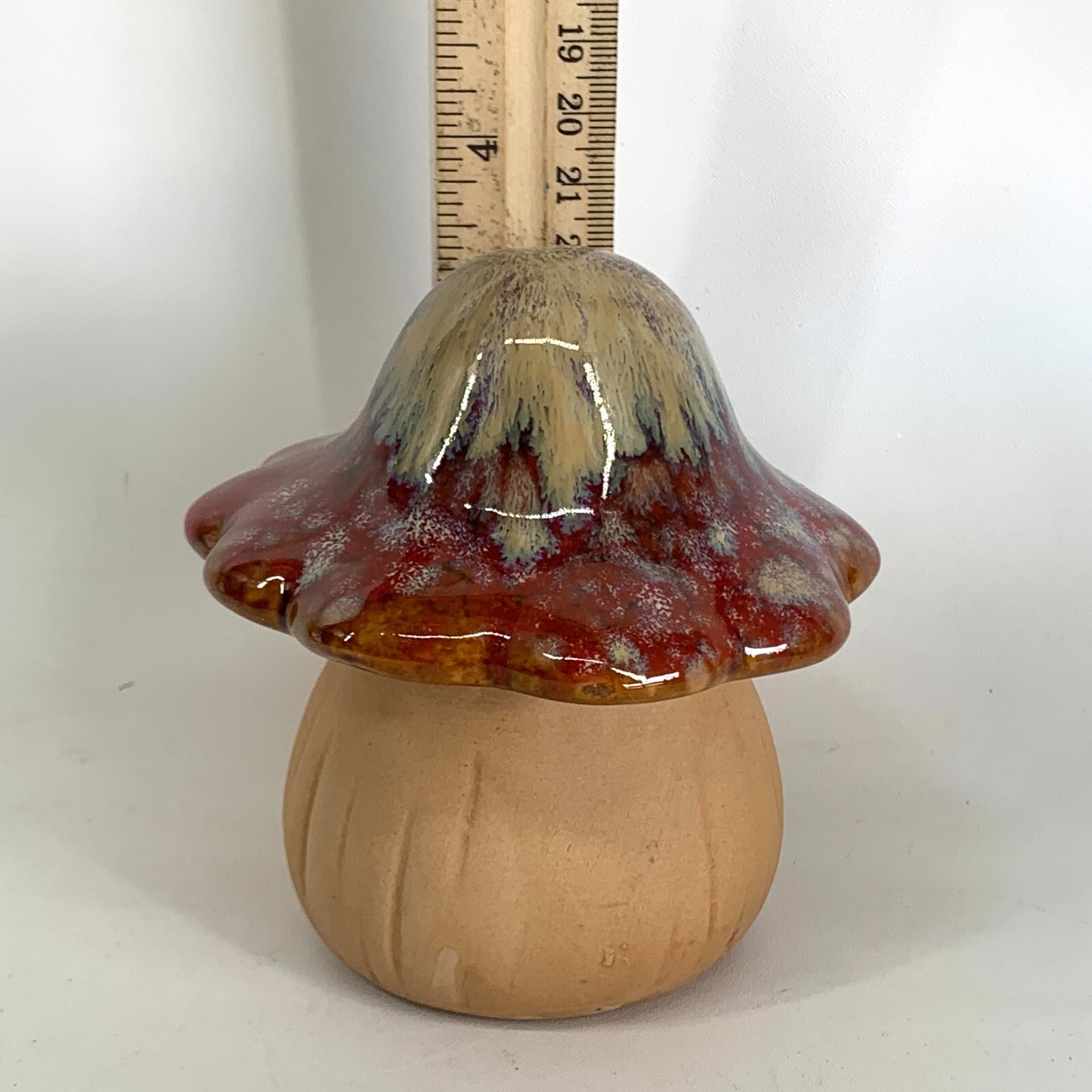 MCM Art Pottery Mushroom Drip Glaze on Cap Top Handmade 3.5″ tall Retro Vintage