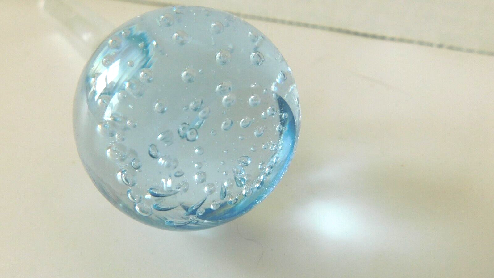Clear and Light Blue 6 ” Art Glass Bud Vase Paperweight Controlled Bubbles
