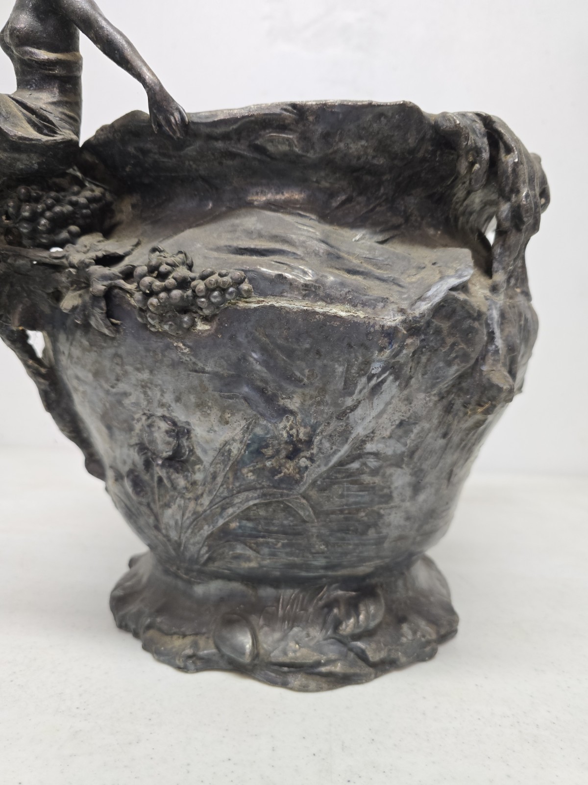 Antique Art Nouveau Pewter Satyr Cache-Pot Attributed to Hans Stoltenberg-Lerche