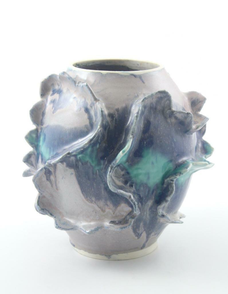 Signed Genevieve Groesbeck Studio Pottery Drip Glaze Vase-New Hampshire Artist