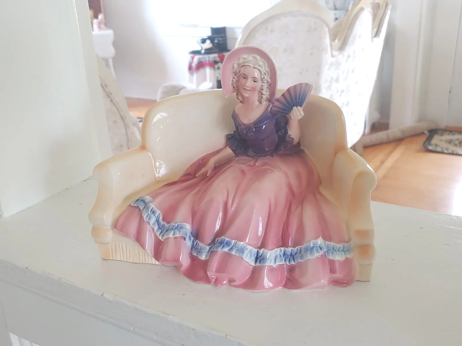 Antique Hertwig & Co Katzhutte Germany. Girl On Sofa. 1900-1919 yr