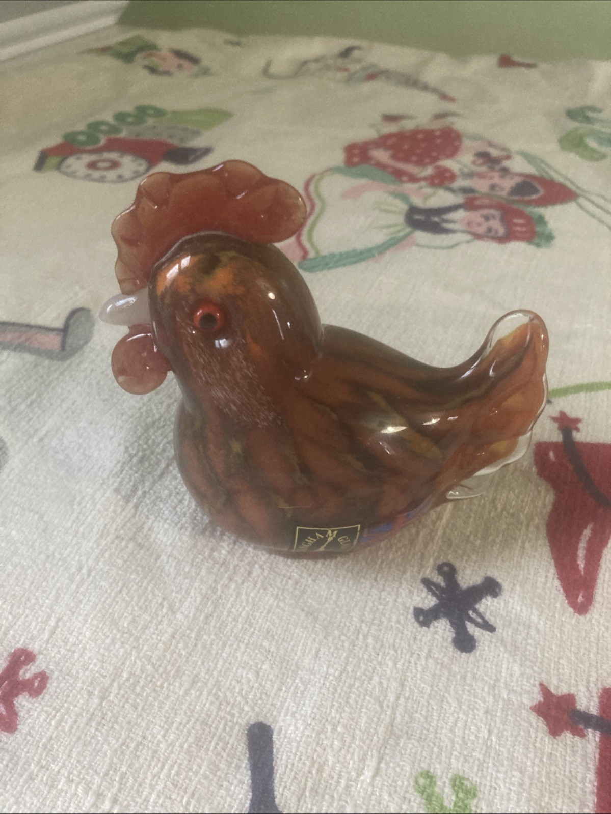 Vintage Langham England Hand Blown Glass Decorative Figurine Rooster Artist Sign