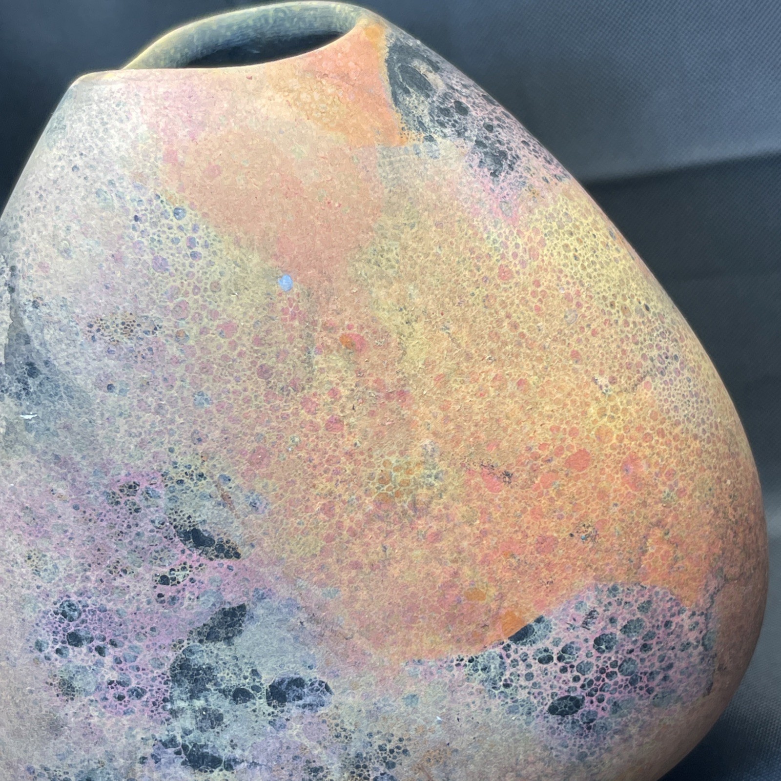 Standing Stones vase Nicholas Bernard Pottery In Orange Pink Black Design 1993
